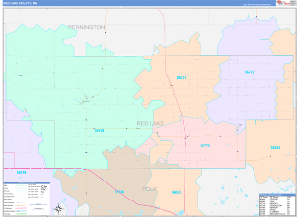Red Lake County, MN Zip Code Map